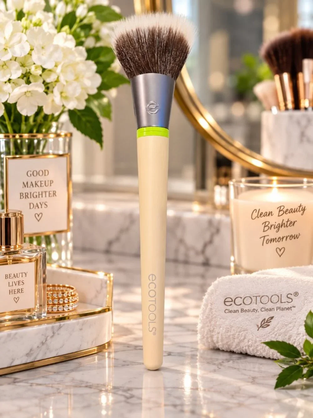 EcoTools Interchangeables Buffing Bronzer Brush Head + Large Handle NEW 2PC Set